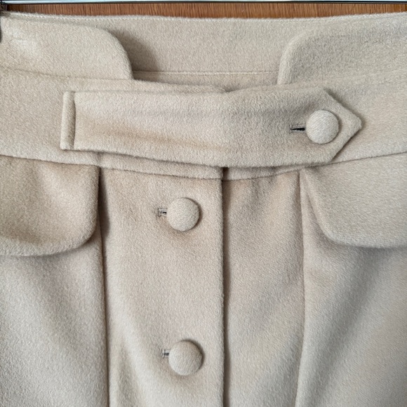 Behida Dolic Elegant Tan High-Waisted Button Front Wool Midi Skirt - Size L - Picture 6 of 13